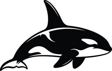 silhouette powerful killer whale swimming ocean marine animal abstract vector design © Ummei