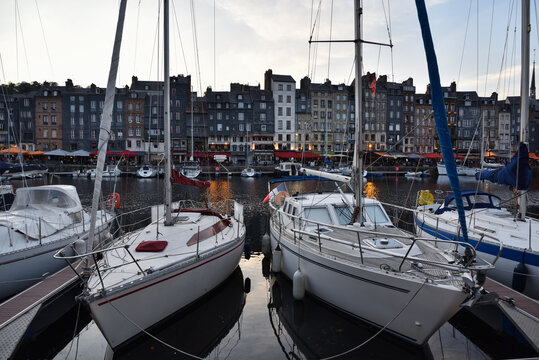 Old Port in the City Center of Honfleur, Normandy, France