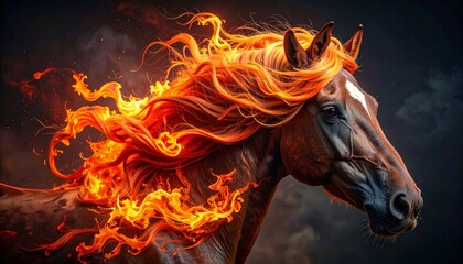 Fiery Horse - A Majestic Creature Ablaze with Power and Beauty.