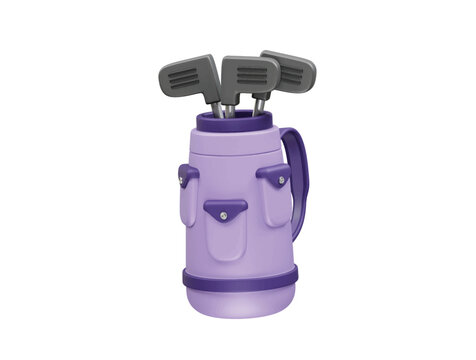 Golf Bag with Clubs and golf bat icon 3d rendering illustration