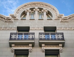 Traditional structure with detailed features, Architectural design showcasing ornate elements and symmetry © Vladimir