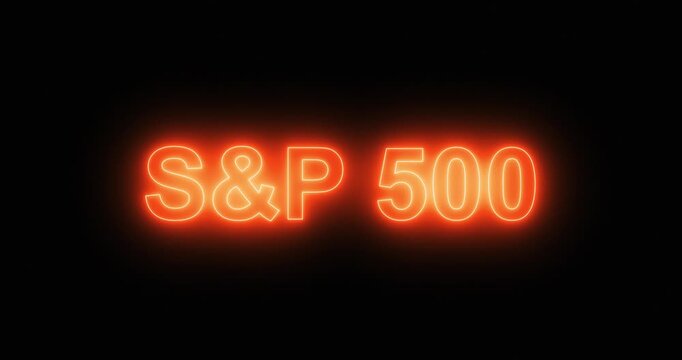 S&P 500 Index, stock market index, in a neon light. Loop