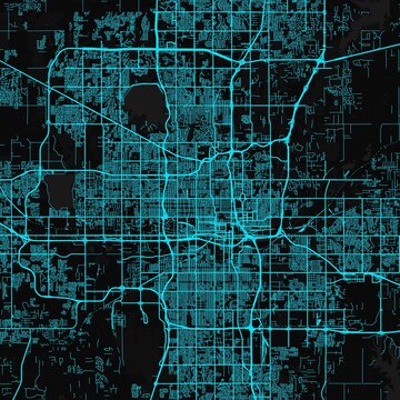 Oklahoma City City Map discover the meticulous charm of minimalist lines elegantly tracing the urban grid evoking a subtle neon cyan inspired monochrome allure, emphasizing refined linework.