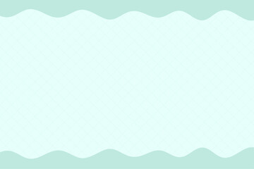 ミントカラーの波線とチェック模様の背景イラスト素材