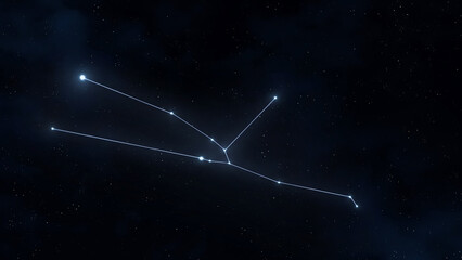 Taurus constellation on a starry background. Zodiac sign in the night sky. Stars form an astrological figure. © Nazarii