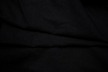 black fabric texture. deep black fabric background copy space.