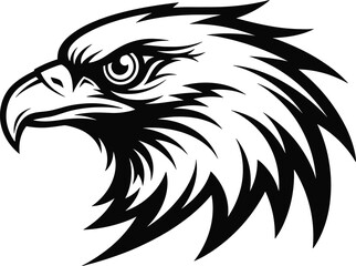 Fototapeta premium Eagle head mascot in bold tribal line art style, powerful bird symbol for sports team logo and branding design