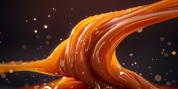 Close-Up of Glossy Flowing Caramel