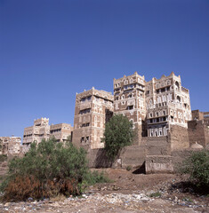 View at Sana'a, in Yemen, this  is one of the world's oldest cities, with rich history, mystical architecture ,narrow streets lined with centuries-old buildings.