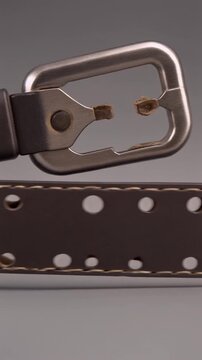 Sur Close Up Of Brown Leather Belt With Metal Buckle