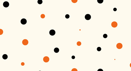 Halloween Orange and Black Polka Dots Seamless Pattern Background