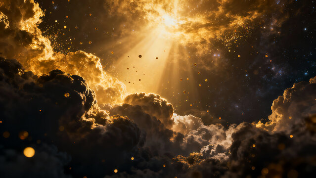 Golden Light Breaking Through Cosmic Clouds