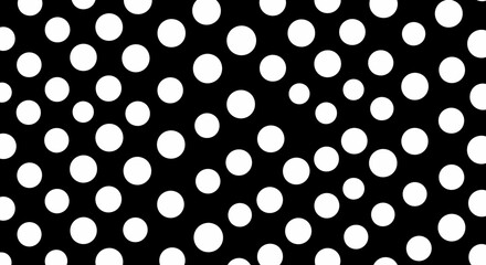 Abstract Seamless Pattern of White Polka Dots on a Black Background - Retro Design