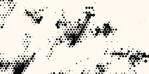 Hexagon Shapes Vector Abstract Geometric Technology Retrowave Sci-Fi Texture Isolated on Light Background. Halftone Hex Retro Simple Pattern. Eps10