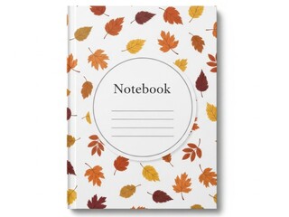 Fototapeta premium Autumn themed notebook with leaf pattern
