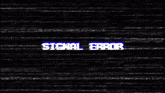 Signal Error text animation with glitch error screen alpha channel 4k