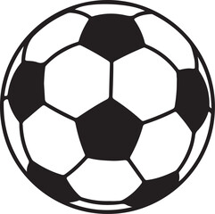 Fototapeta premium Classic black and white soccer ball illustration, a simple graphic representation of a football on a white background, perfect for sports themes.
