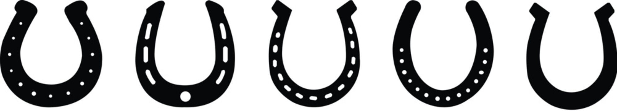 collection of horseshoe glyph icon set. Horseshoes icon, Horse shoe for luck sign on white background. Vector illustration.