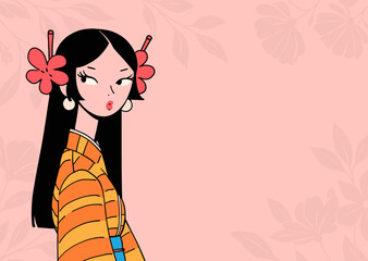 Vector illustration of young cool girl. Women's day on March 8