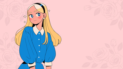 Vector illustration of young cool girl. Women's day on March 8