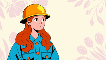 Strong Female worker. Happy Women's Day greeting card.
