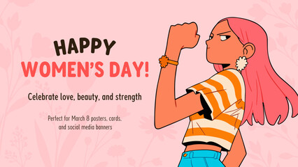 Strong Women, Feminine Empowerment, Girl Power Poster for 8 March