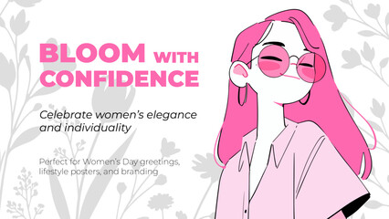 Vector illustration of young cool girl. Women's day on March 8