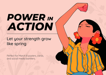 Strong Women, Feminine Empowerment, Girl Power Poster for 8 March