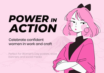 Vector illustration of young cool girl. Women's day on March 8