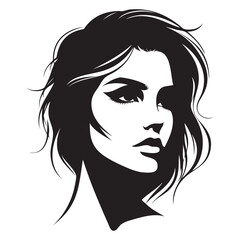 Beautiful girl face silhouette. Vector illustration on white background.
