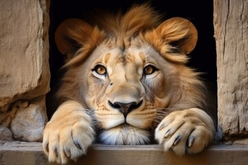 Obraz premium Lion zoo wildlife mammal.