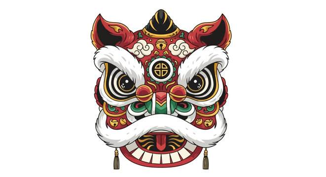 Chinese Lion Dance mask vector illustration