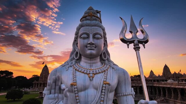 Lord Shiva statue in a temple during Maha Shivratri celebration, Lord Shiva, Maha Shivratri. 