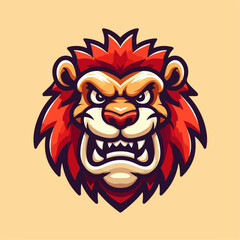 Angry lion head cartoon vector illustration