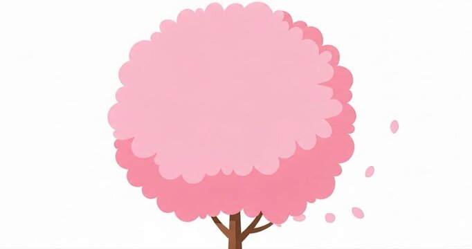 Pink cartoon tree isolated on white background vector illustration