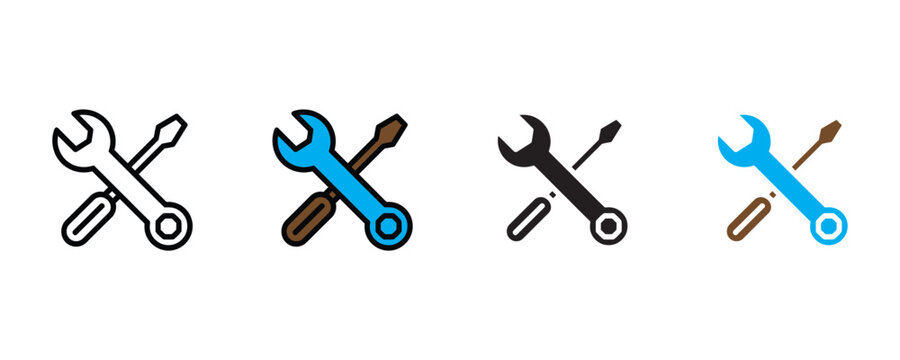 Crossed wrench and screwdriver icon vector. Repair service tools and technical maintenance equipment symbol. Vector illustration.