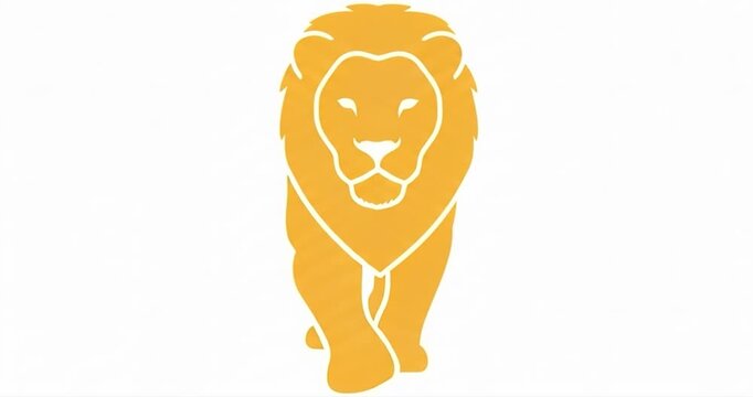 Stylized lion silhouette walking forward against white background