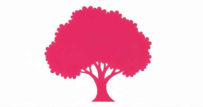 Stylized pink tree icon on white background