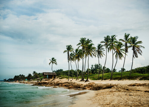Scenic view of beach against cloudy sky, Santa Maria Del Mar Beach, Havana, Cuba