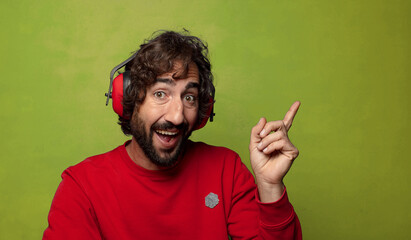 young adult bearded man with ear protection