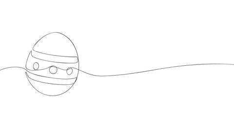 Obraz premium Minimalistic continuous line art of a decorated Easter egg with simple patterns, perfect for holiday cards and festive designs.
