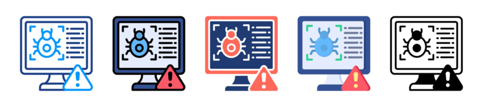 Computer Virus Icon Sheet Multiple Style Collection 