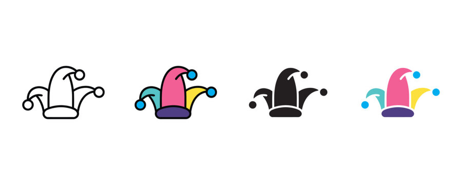 Jester hat icon vector. Carnival celebration and medieval clown entertainment symbol. Vector illustration.
