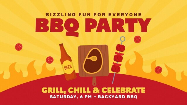 Party BBQ Summer Animated Invite Card