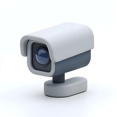 minimalist 3D security camera icon white background