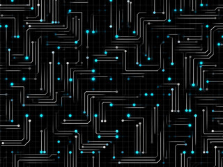 Black Tech Circuit Grid Background