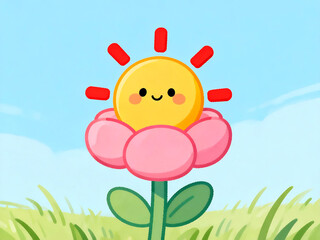 Yellow Cartoon Sun Flower Outdoor Background