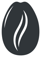 Stylish Dark Coffee Bean Vector Illustration with Swirling White Accent Marks Isolated