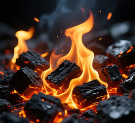 Seamless glowing charcoal ember background, realistic fire texture, sharp focus, high resolution