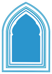 Fototapeta premium Stylized Islamic Archway in Blue Shades and White Frame Elegant Middle Eastern Design